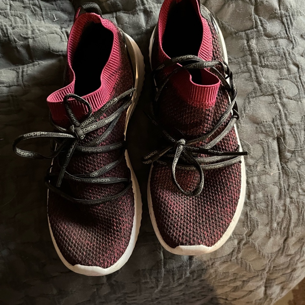 Adidas Maroon and Black Sneakers